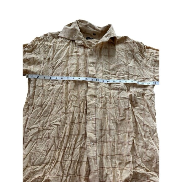 PAUL SMITH Yellow Plaid Check Short Sleeve Shirt XXL Linen Designer Outdoor Top - Picture 4 of 5
